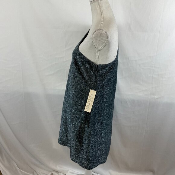 Happy Nature One Shoulder Dress XL Gray Blue Sparkle Metallic Long Sleeve Lined - Picture 6 of 12